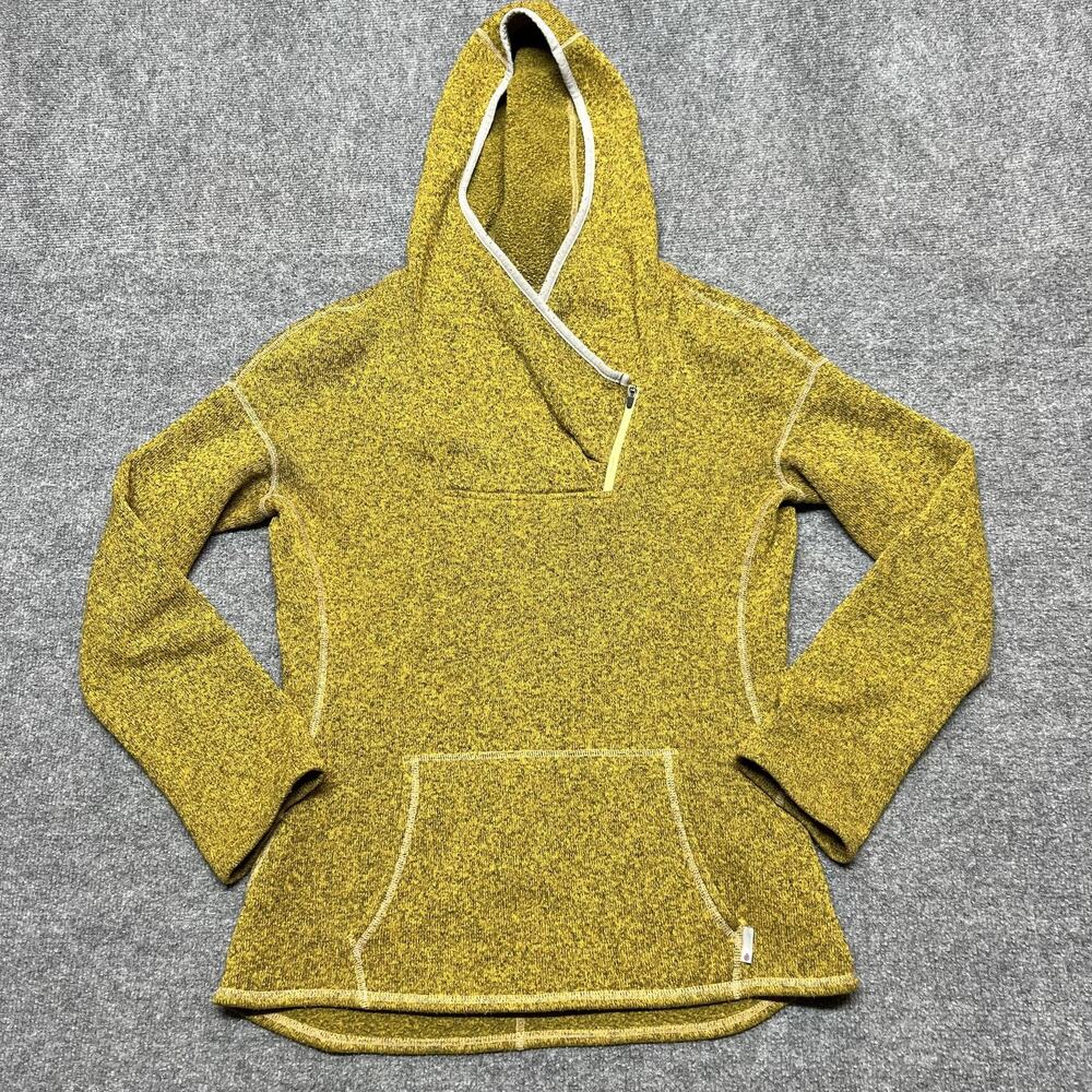 Stio Sweetwater Fleece Hoodie Womens Medium Yellow Knit 1/4 Zip Pullover Top